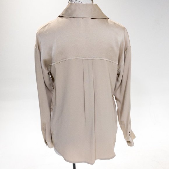 Veronica Beard M Luxe Crepe Button Down Blouse Long Sleeve Shirt Sand size 6 - Picture 10 of 16